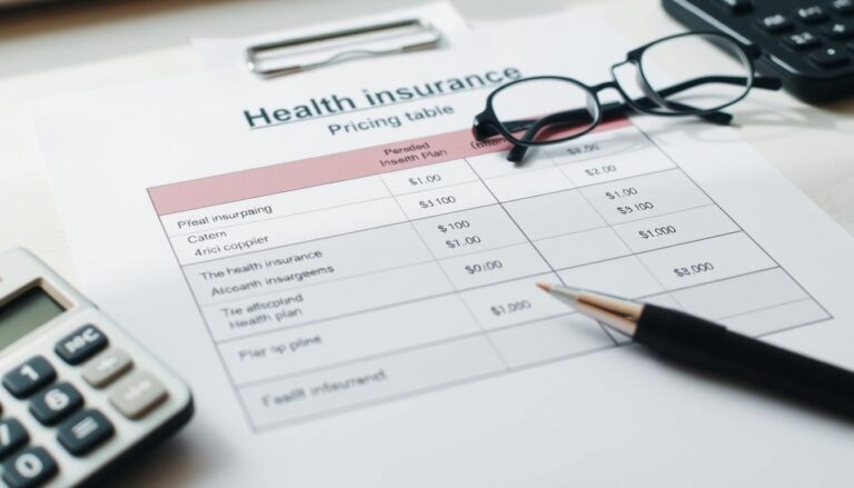 Tabela de preços plano de saúde com diferentes opções e valores