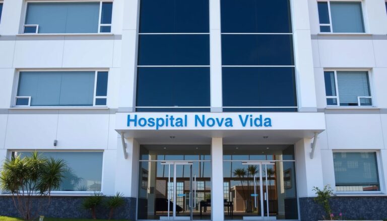 Fachada do Hospital Nova Vida em Itapevi, mostrando a entrada principal e o nome da instituição